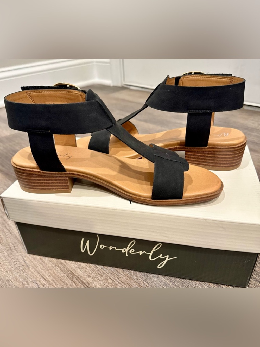 Black Strappy Low Heel Sandals